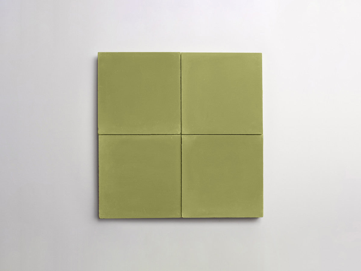 Cement tile solid colors 4x4 Square Olive Green.
