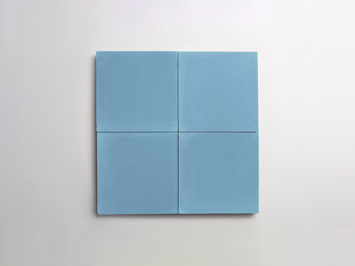 Cement tile solid colors 4x4 Square Azure Blue.