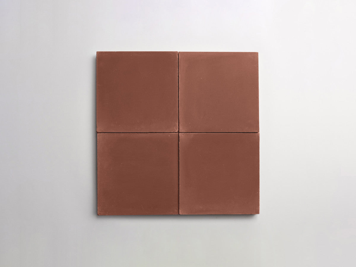 Cement tile solid colors 4x4 Square Prune Terracotta.