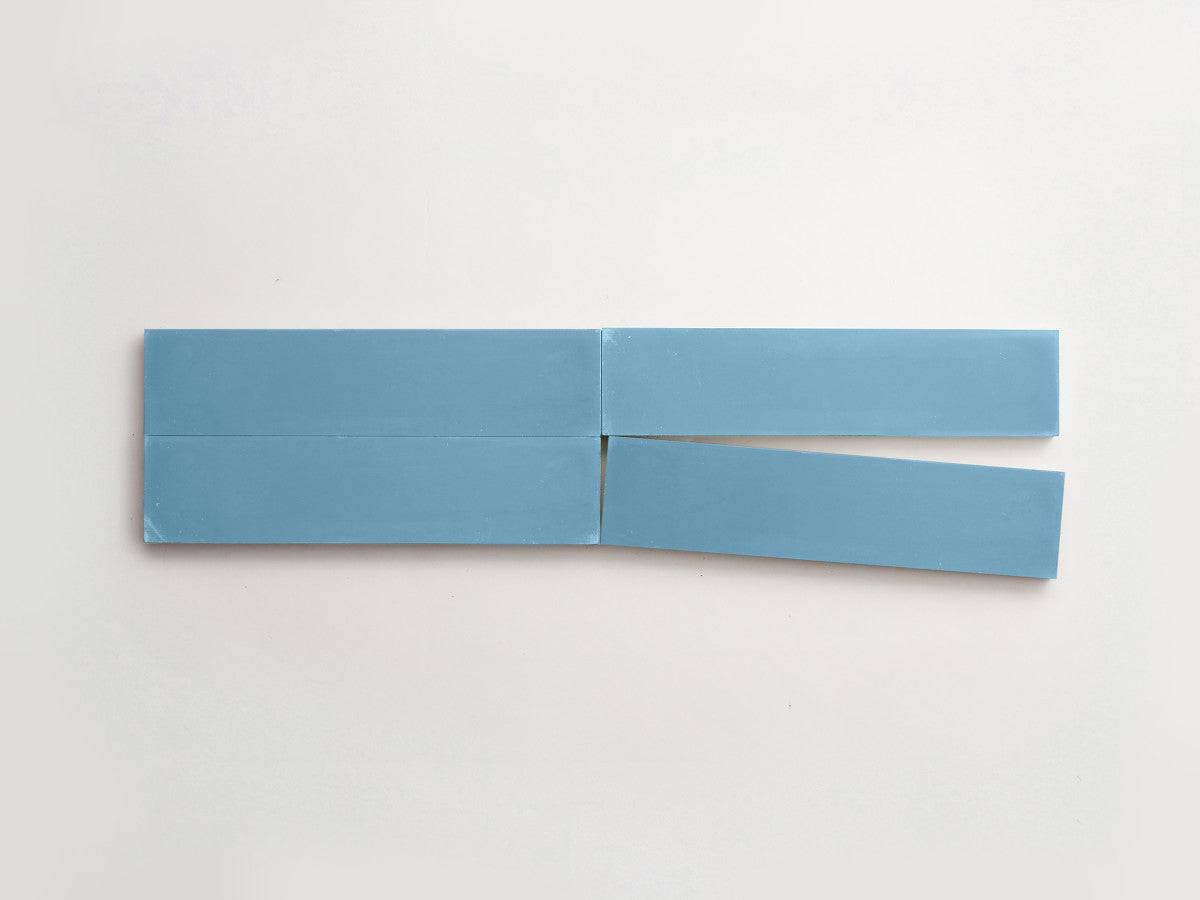 Cement tile solid colors 12x3 Rectangle Azure Blue.