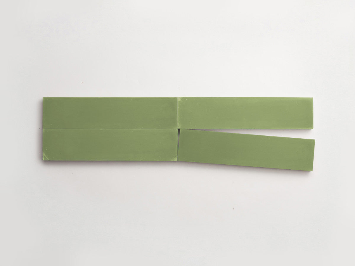 Cement tile solid colors 12x3 Rectangle Grass Green.