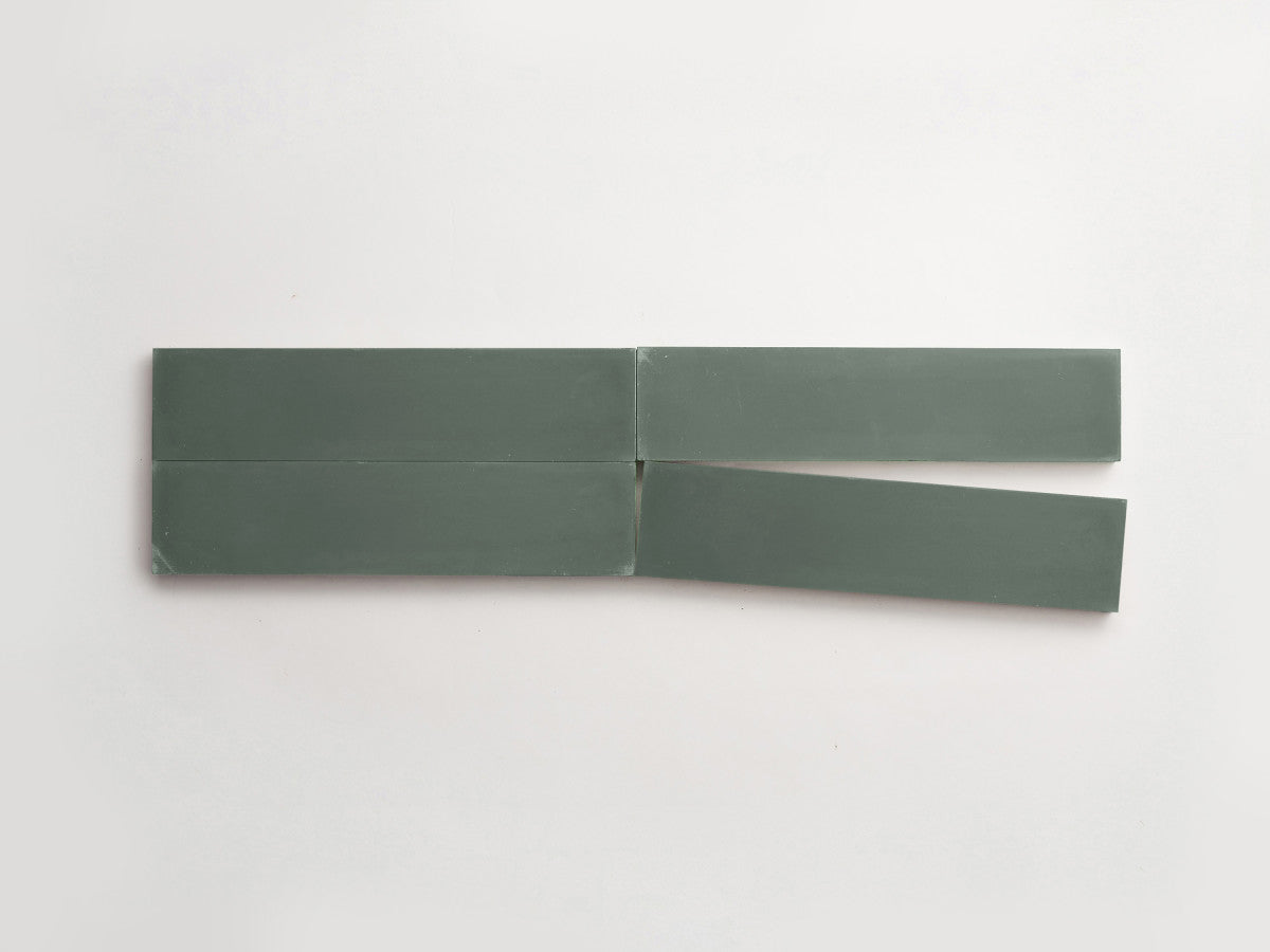 Cement tile solid colors 12x3 Rectangle Leaf Green.