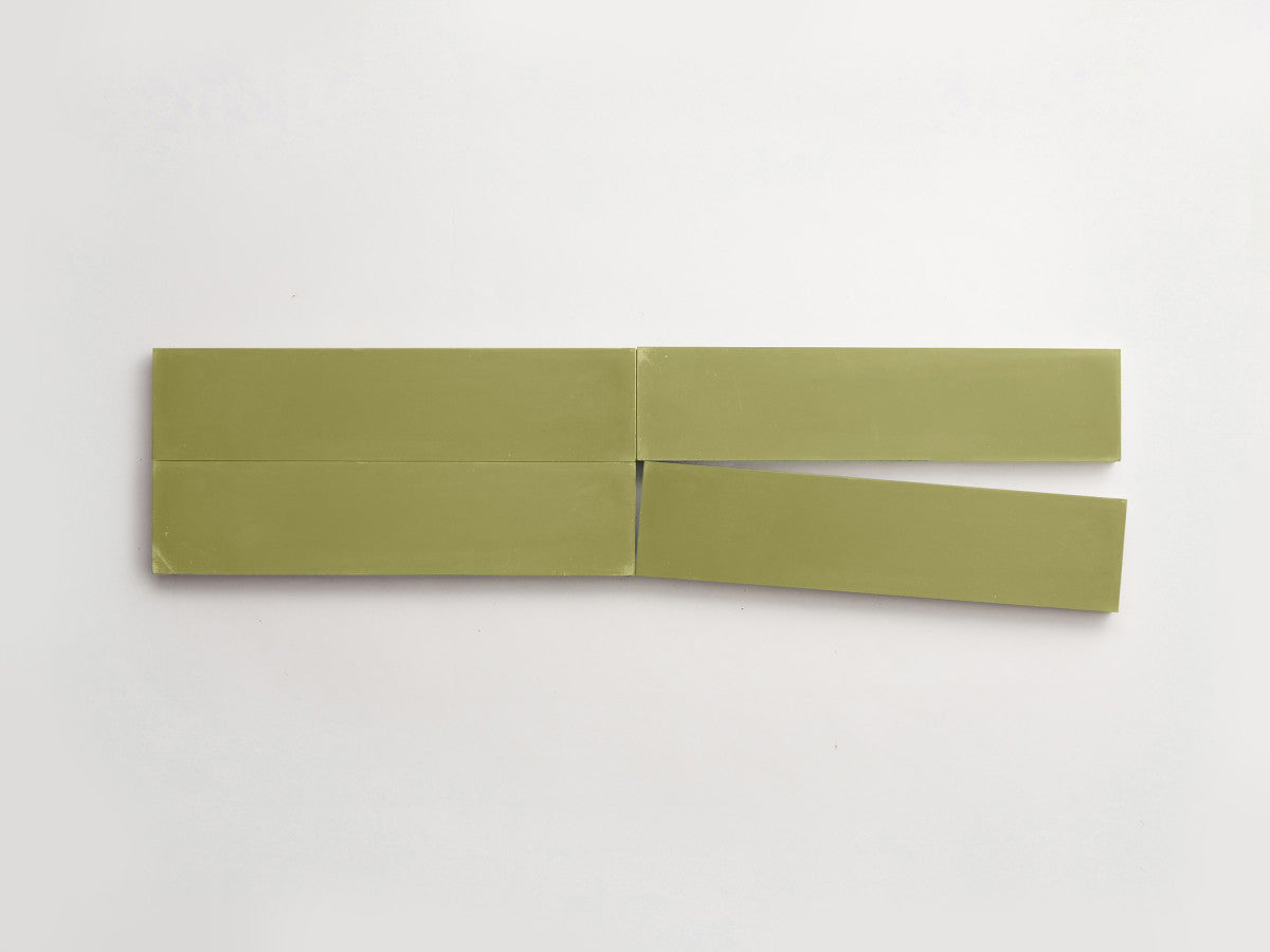 Cement tile solid colors 12x3 Rectangle Olive Green.
