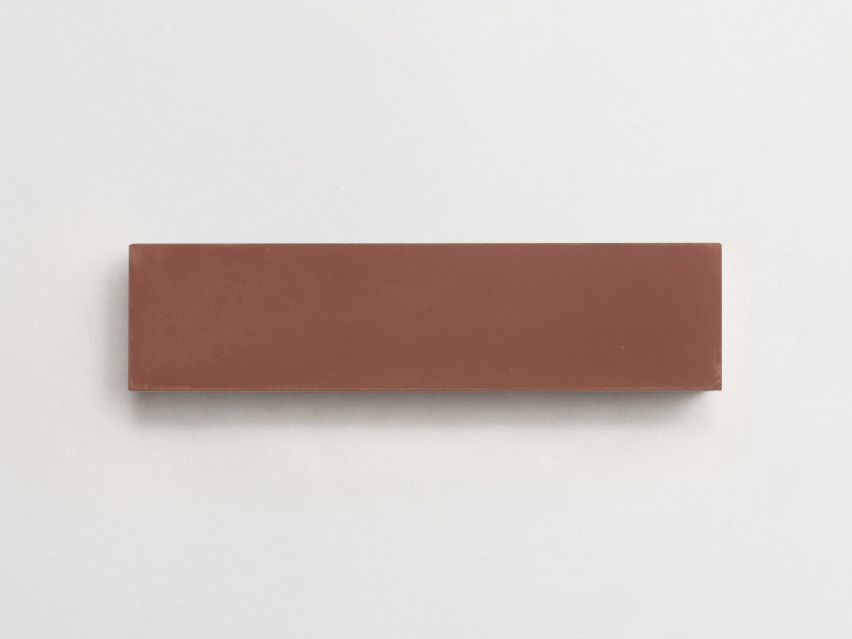 Cement tile solid colors 12x3 Rectangle Prune Terracotta.