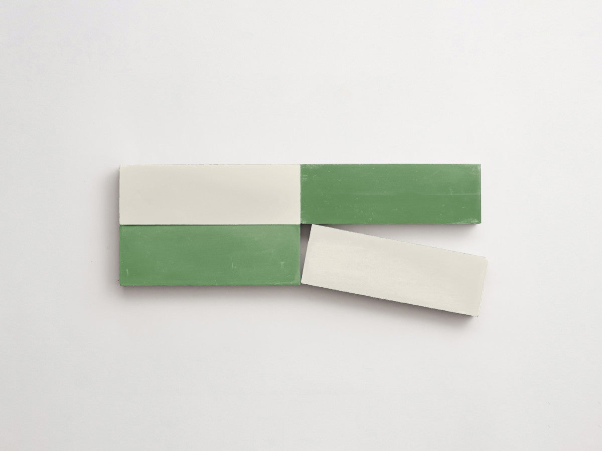 Cement Checkerboard Tile Bundle 6x2 White, Green.