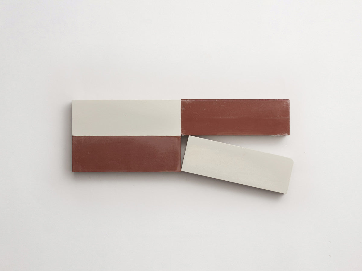 Cement Checkerboard Tile Bundle 6x2 White, Chestnut Brown.