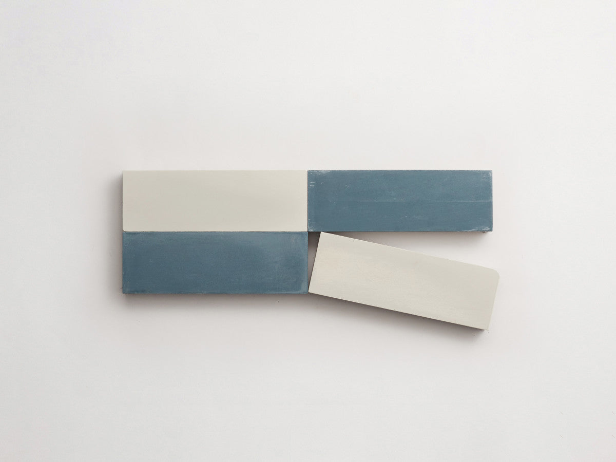 Cement Checkerboard Tile Bundle 6x2 White, Blue.