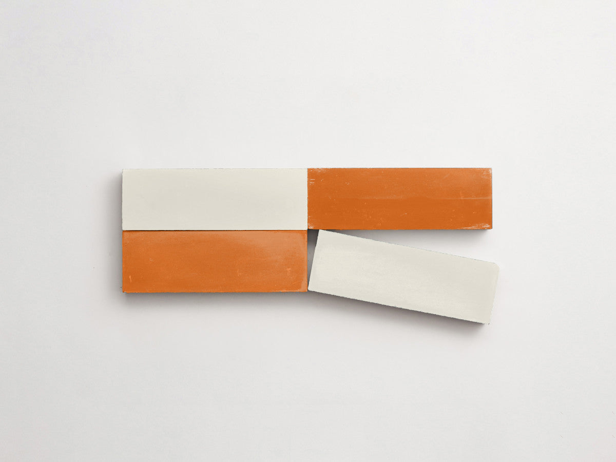 Cement Checkerboard Tile Bundle 6x2 Orange, White.