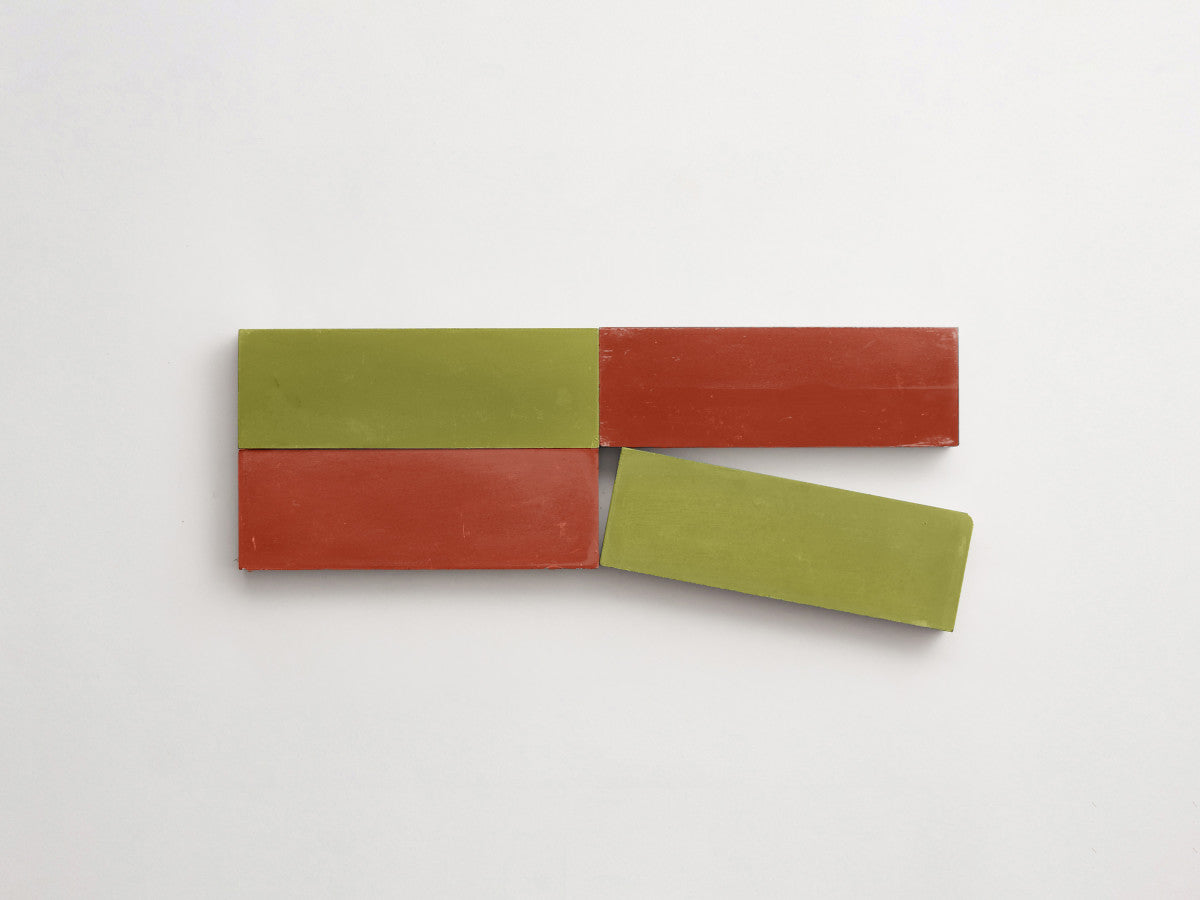 Cement Checkerboard Tile Bundle 6x2 Green, Red.