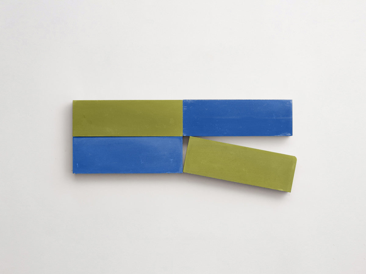Cement Checkerboard Tile Bundle 6x2 Blue, Olive Green.
