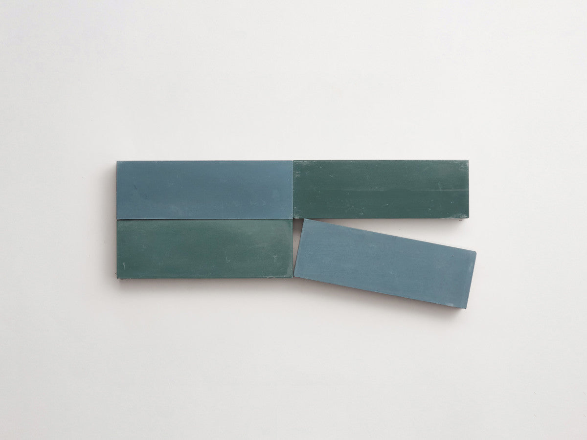 Cement Checkerboard Tile Bundle 6x2 Blue, Forest Green.
