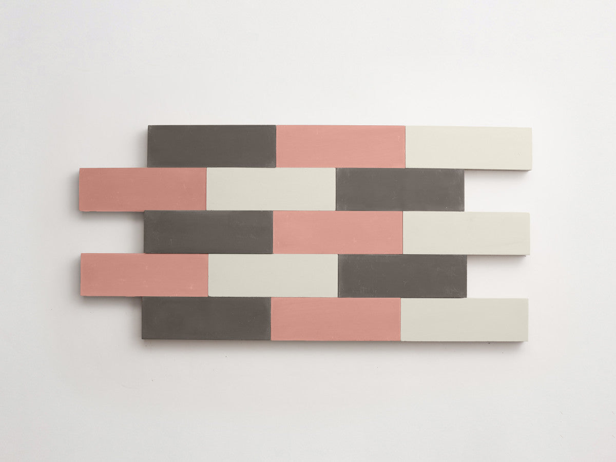 Cement Checkerboard Tile Trio 6x2 Grey, White, Pink.