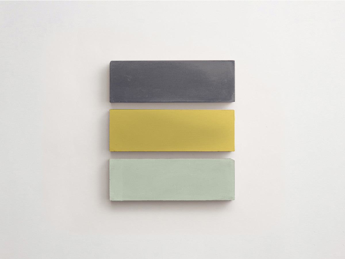 Cement Checkerboard Tile Trio 6x2 Yellow, Green, Grey.