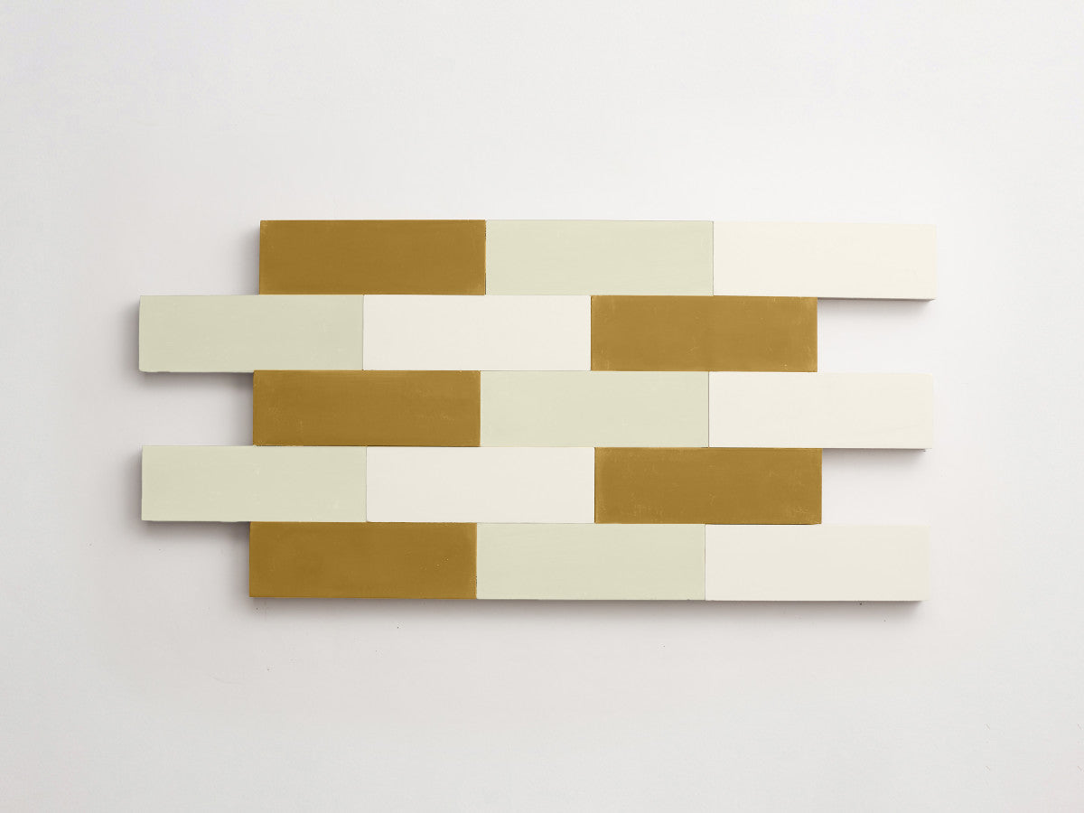 Cement Checkerboard Tile Trio 6x2 White, Yellow, Cream.