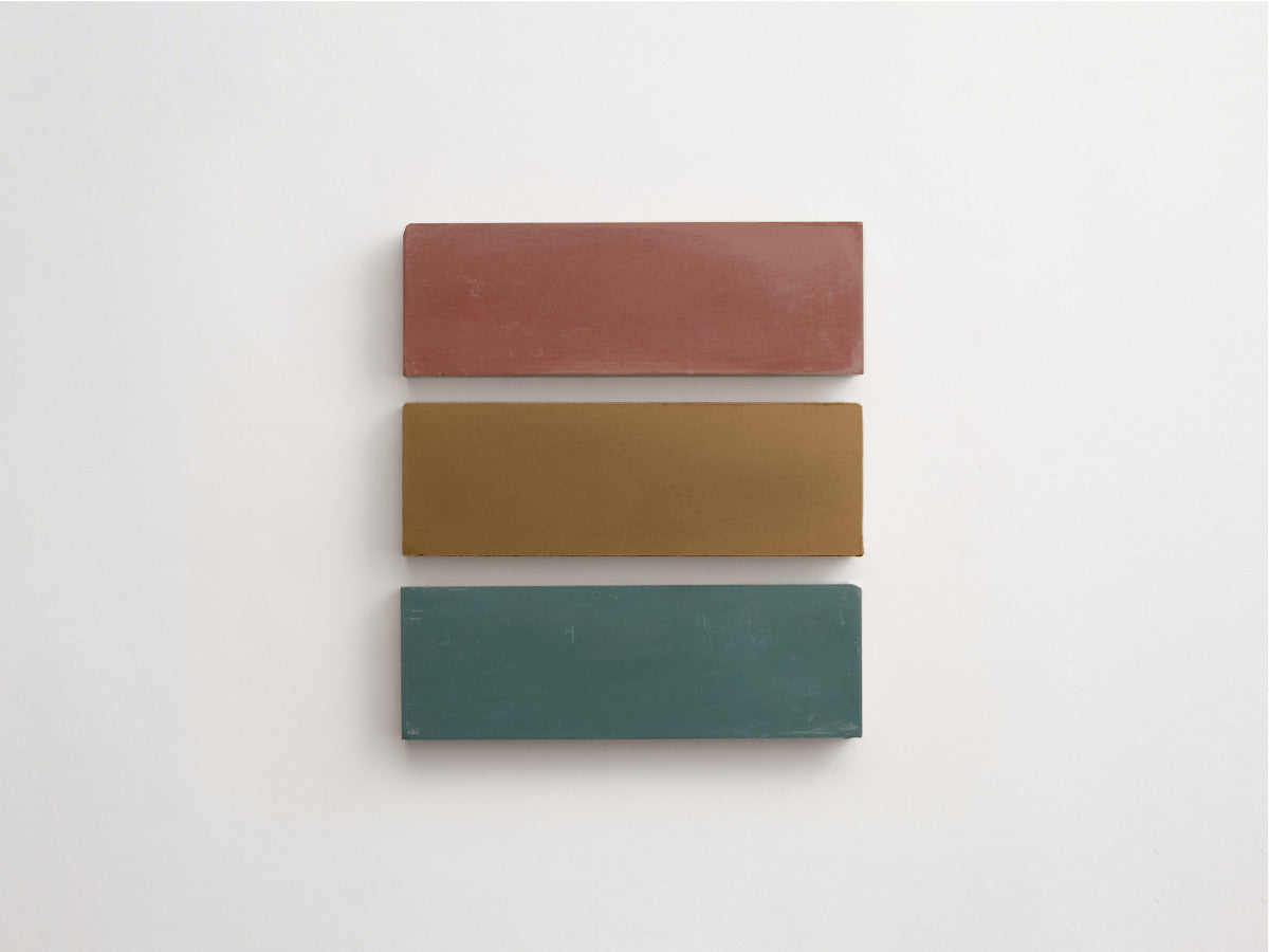 Cement Checkerboard Tile Trio 6x2 Brown, Green.