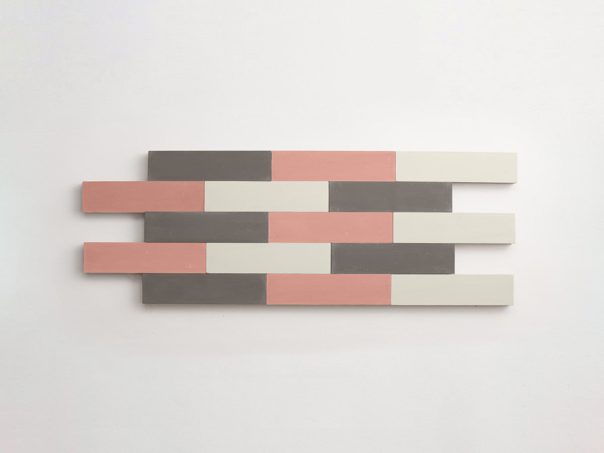 Cement Checkerboard Tile Trio 8x2 Grey, White, Pink.