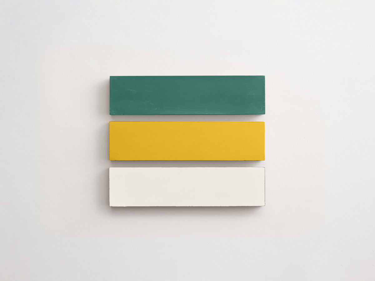 Cement Checkerboard Tile Trio 8x2 Green, Yellow, White.