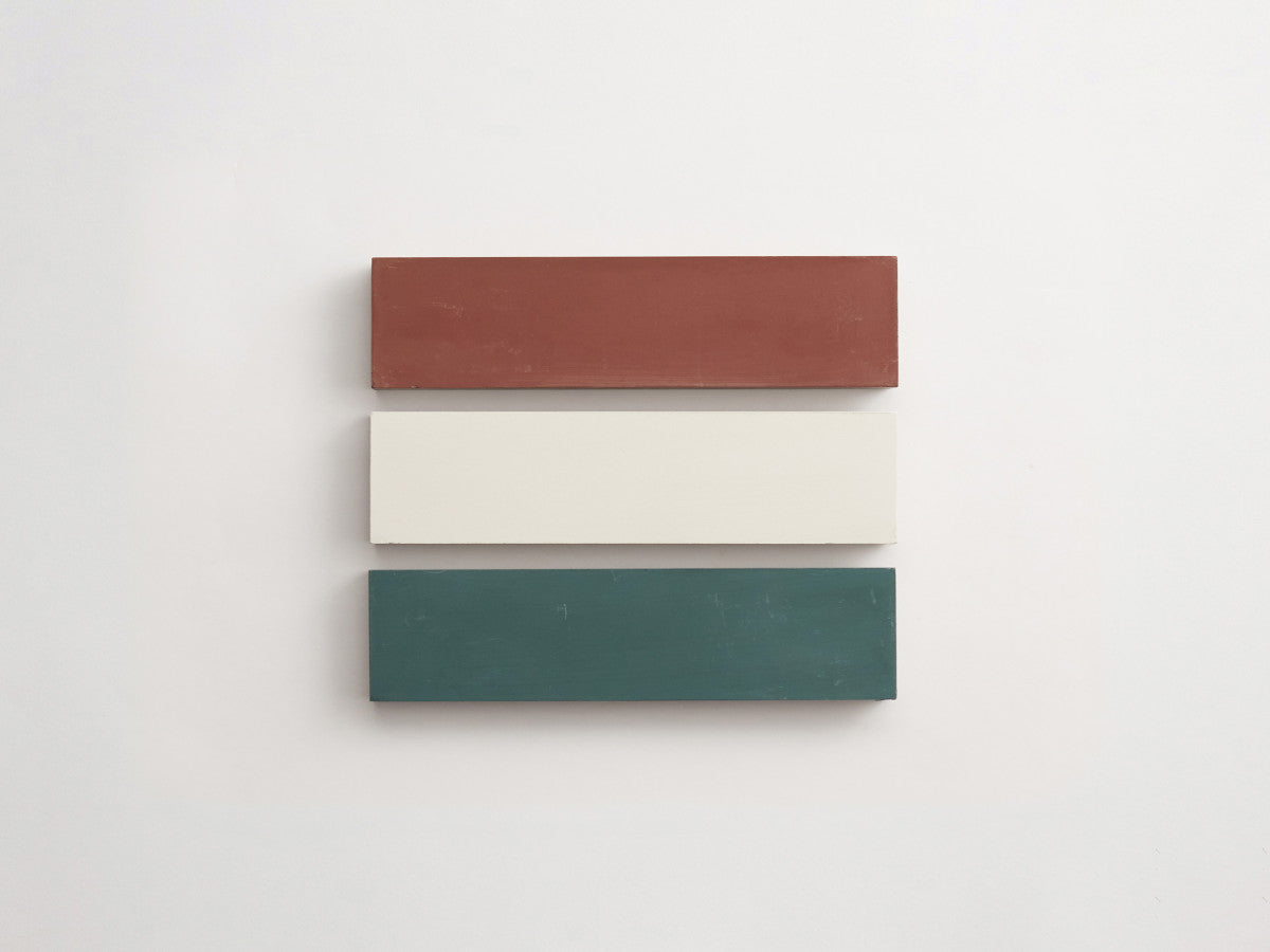 Cement Checkerboard Tile Trio 8x2 Brown, Forest Green, White.