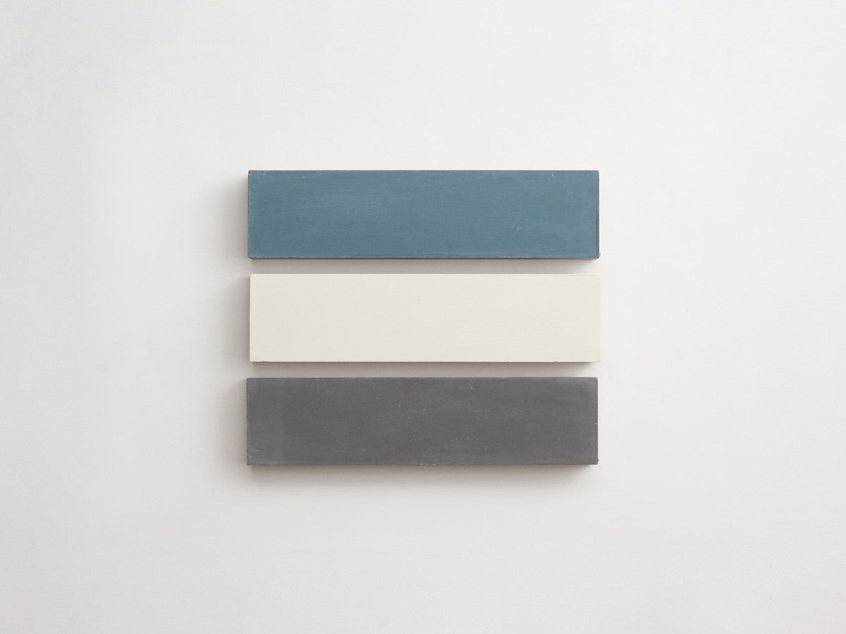 Cement Checkerboard Tile Trio 8x2 Blue, Grey.
