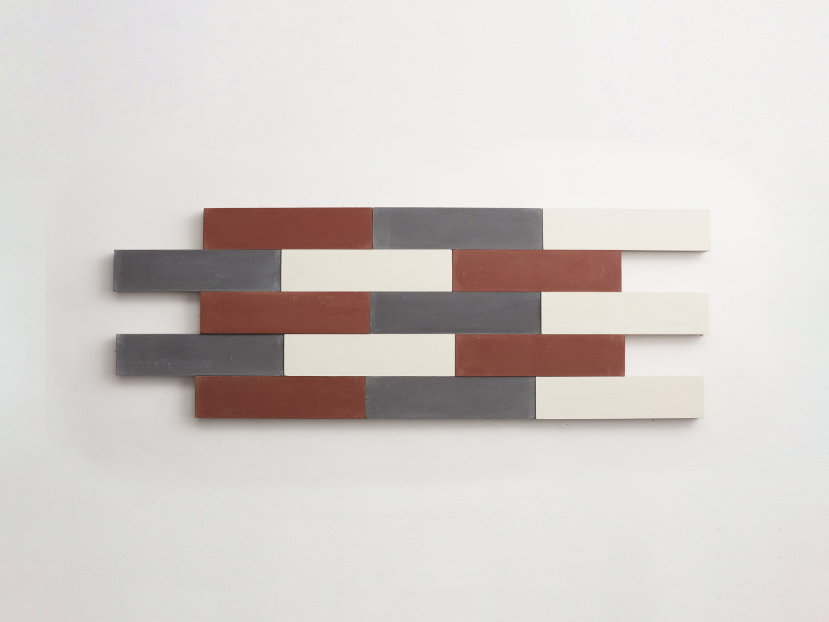 Cement Checkerboard Tile Trio 8x2 Grey, White, Brown.