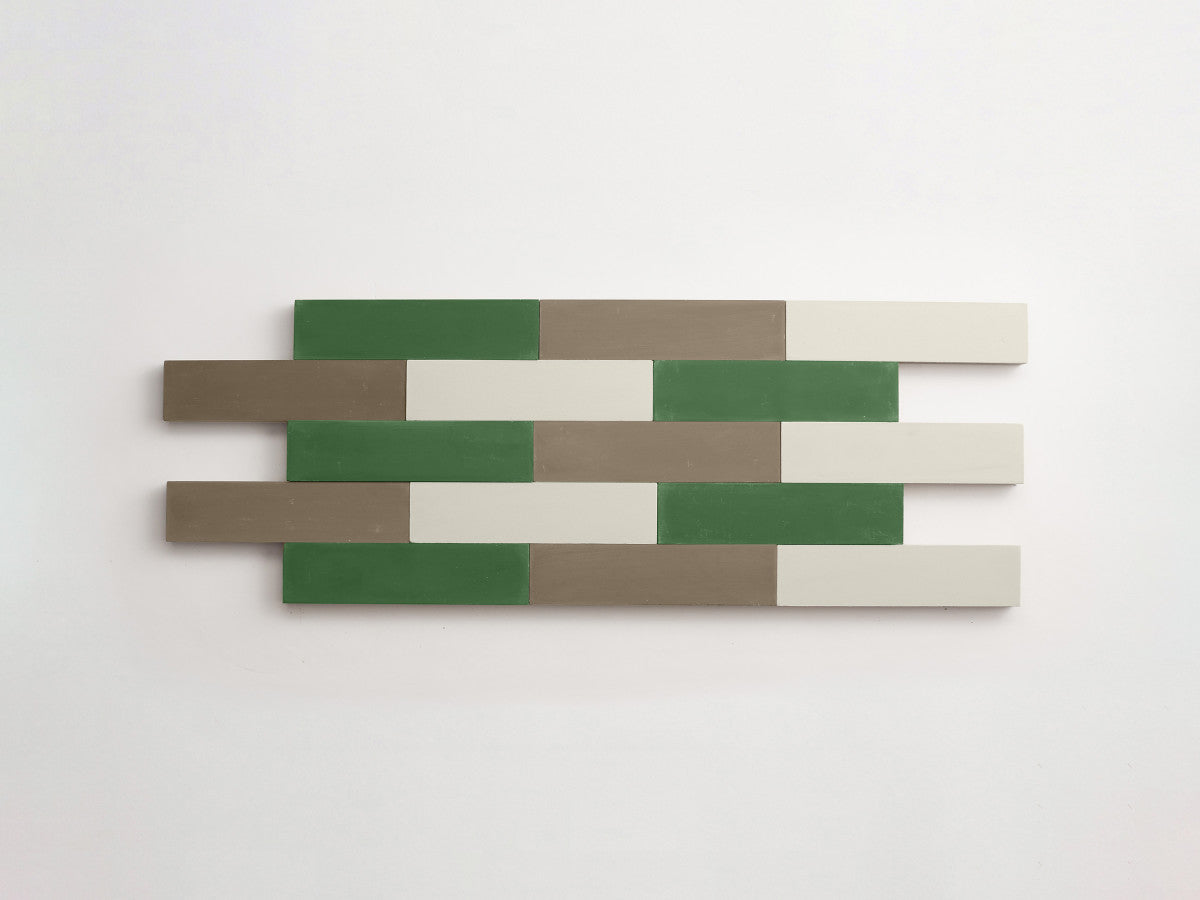 Cement Checkerboard Tile Trio 8x2 White, Grey, Green.
