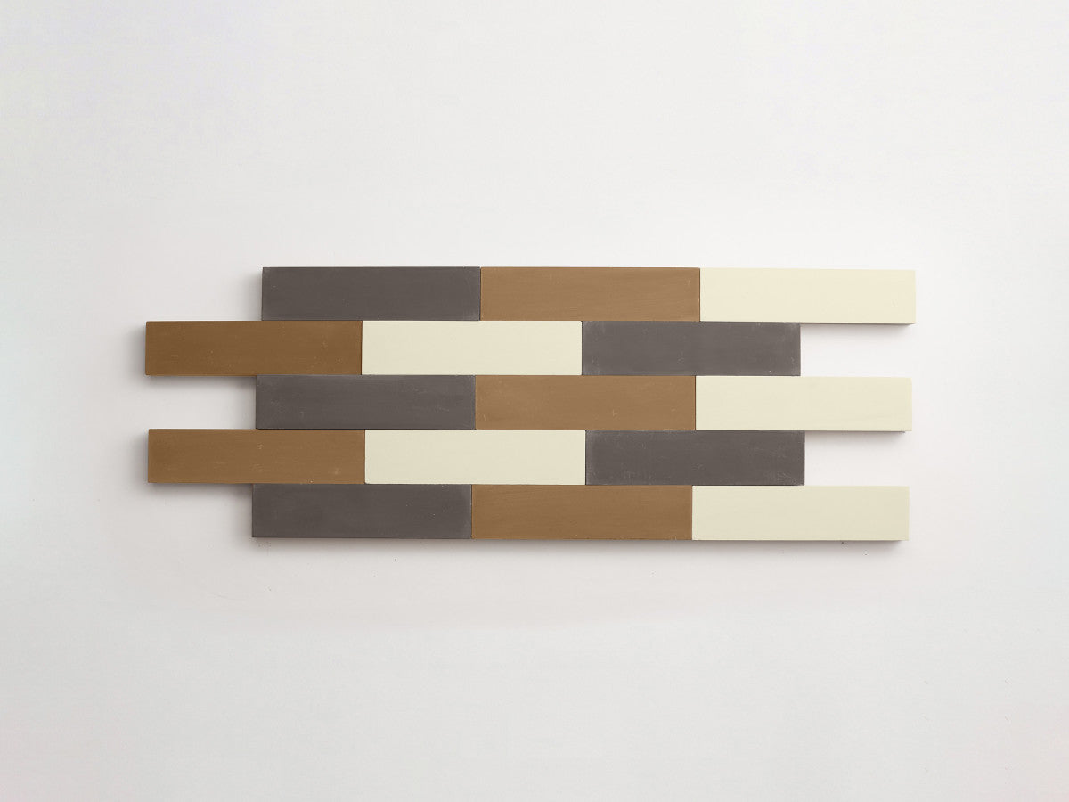 Cement Checkerboard Tile Trio 8x2 Brown, White, Grey.