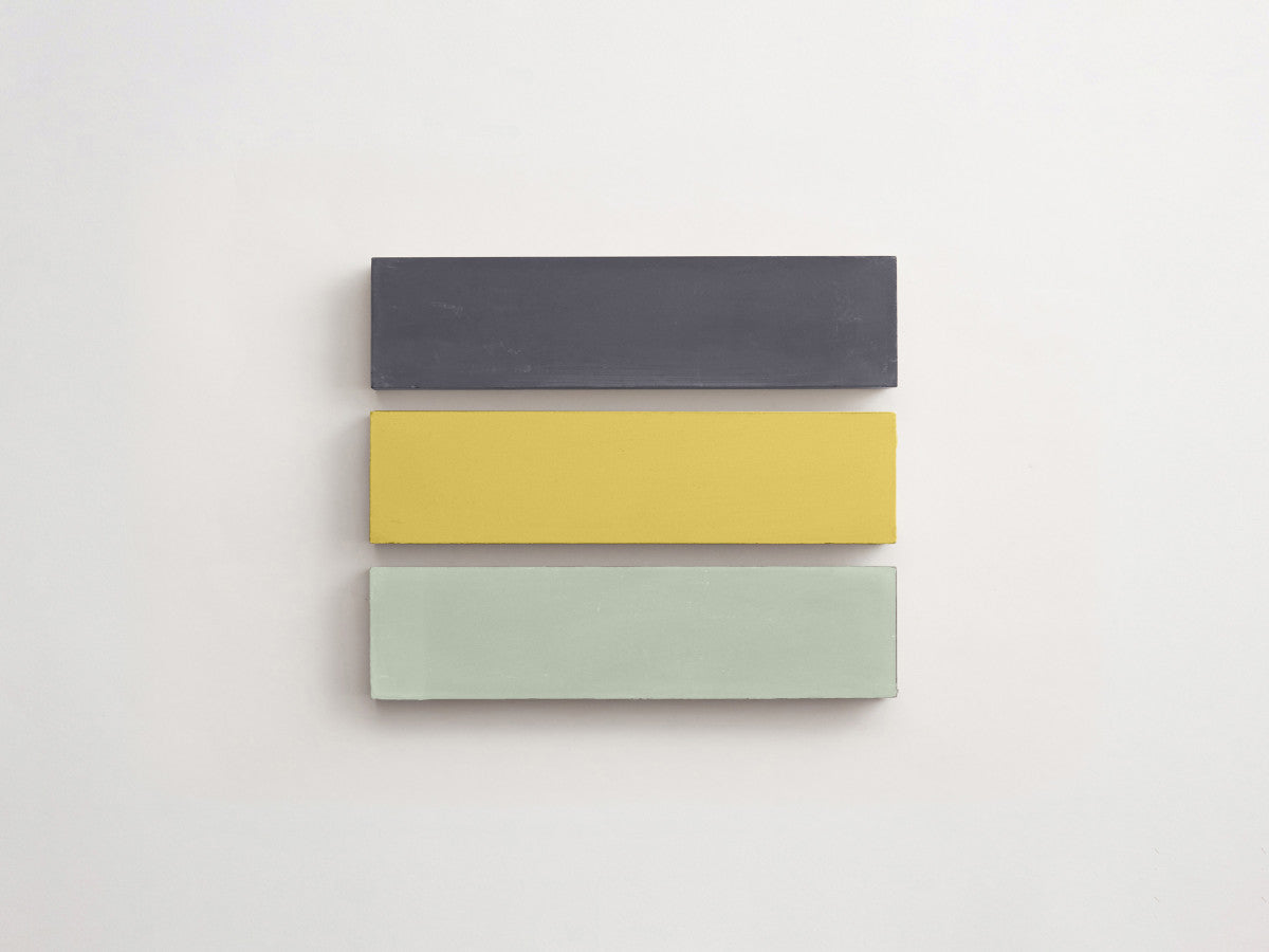Cement Checkerboard Tile Trio 8x2 Yellow, Blue, Grey.