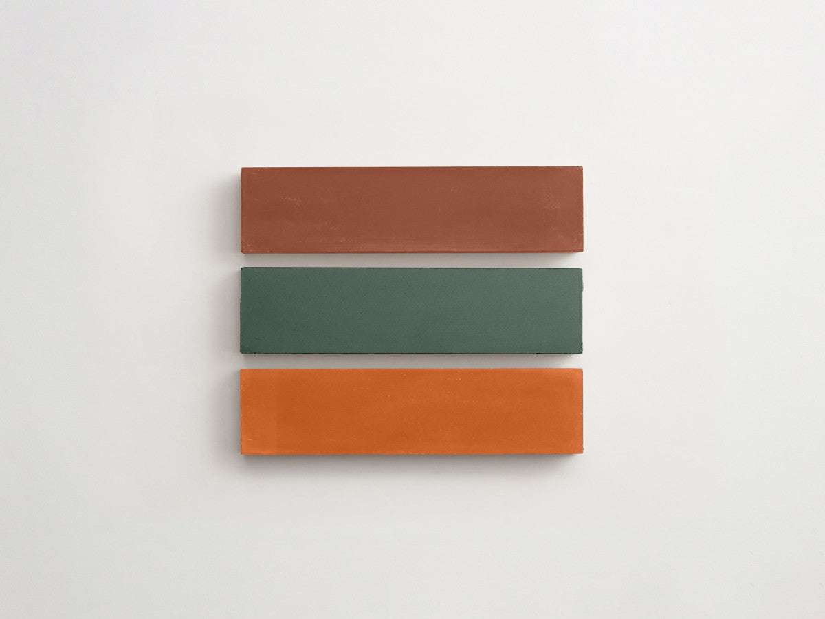Cement Checkerboard Tile Trio 8x2 Green, Brown.