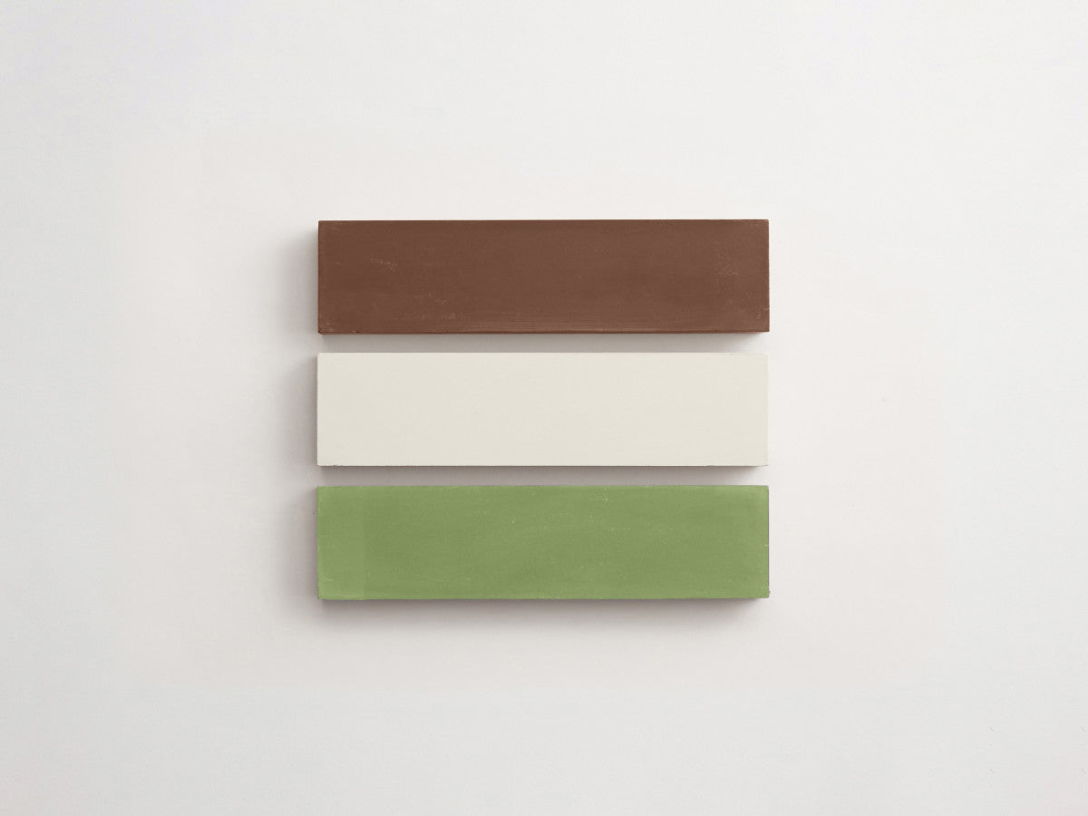Cement Checkerboard Tile Trio 8x2 Brown, Green, White.