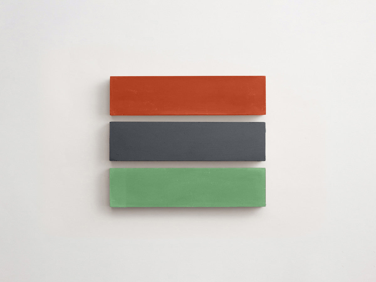 Cement Checkerboard Tile Trio 8x2 Red, Green, Blue.