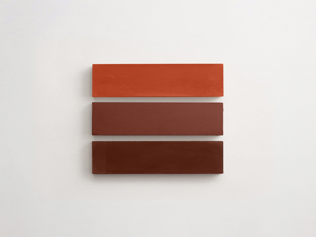 Cement Checkerboard Tile Trio 8x2 Red, Brown, Maroon.