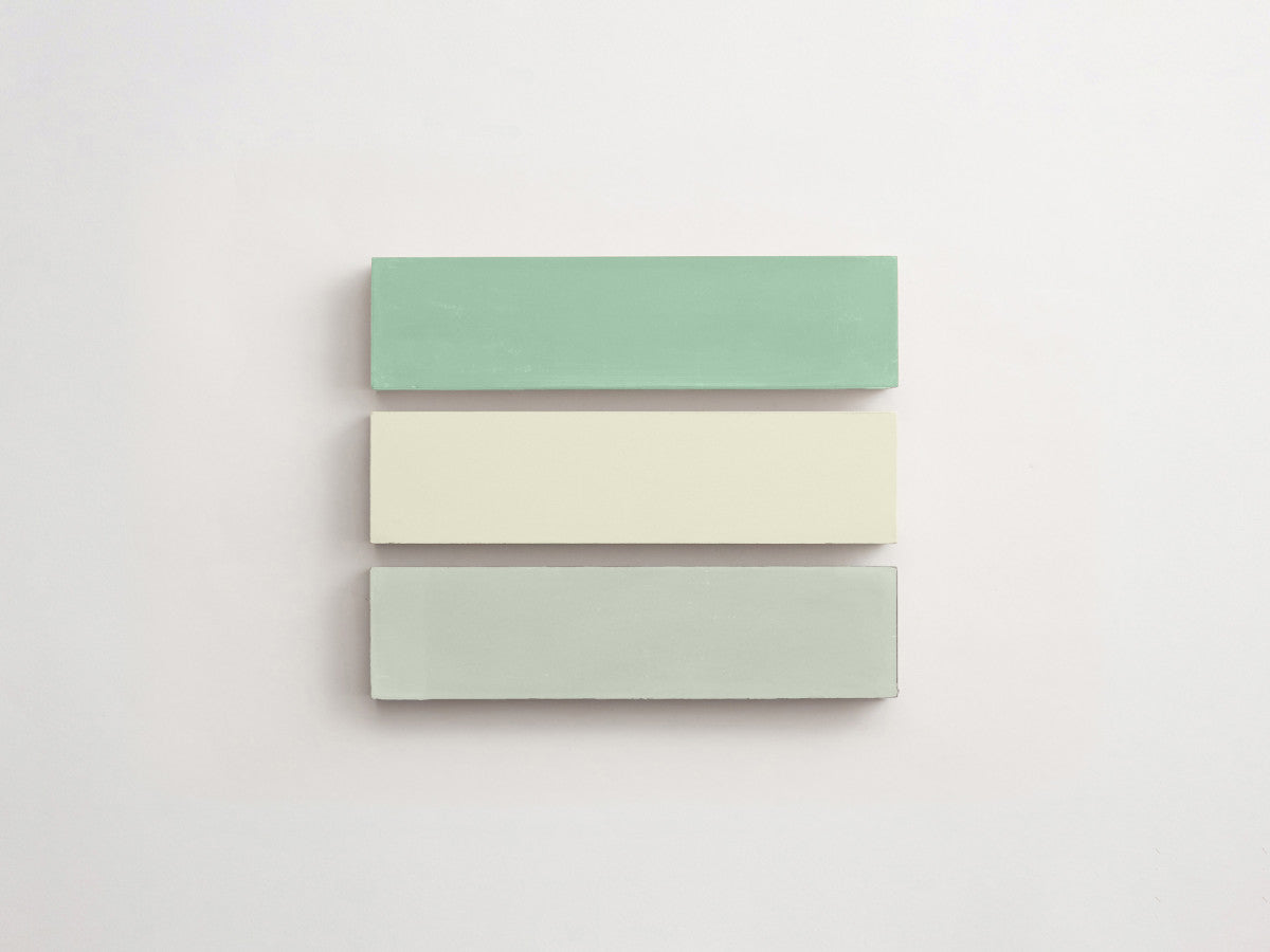 Cement Checkerboard Tile Trio 8x2 Green, Blue, White.