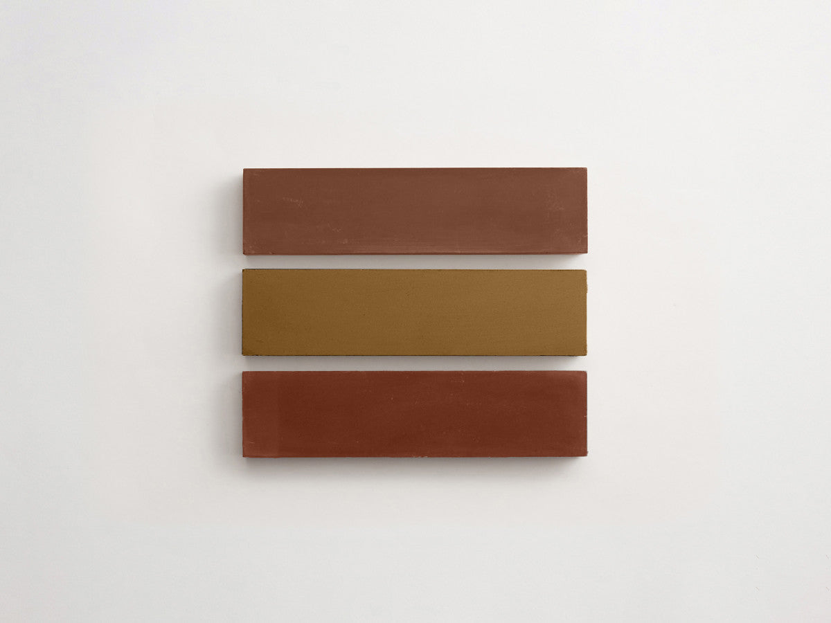 Cement Checkerboard Tile Trio 8x2 Brown, Tan, Maroon.