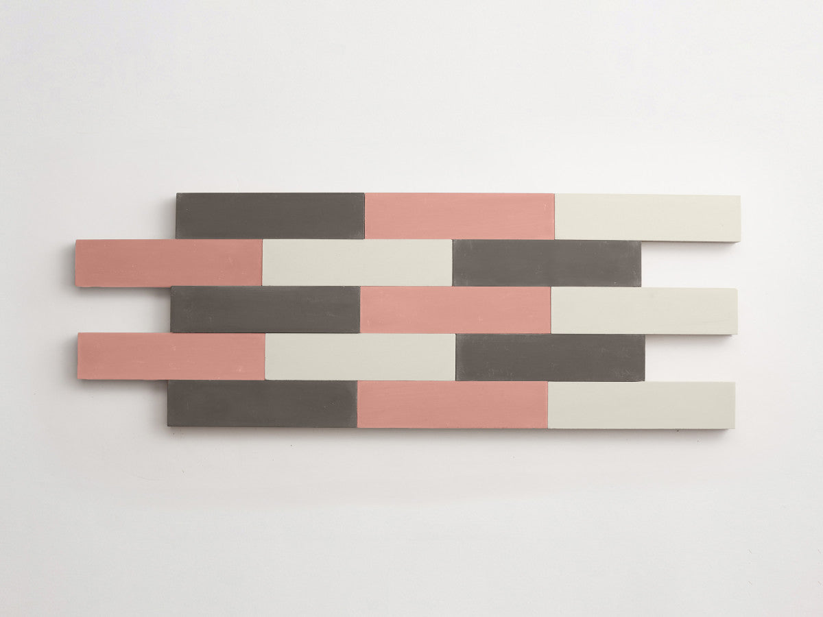 Cement Checkerboard Tile Trio 12x3 Grey, White, Pink.