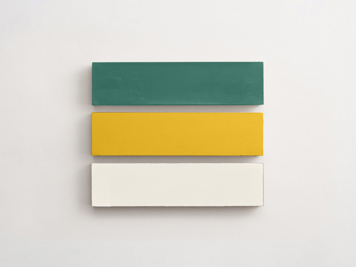 Cement Checkerboard Tile Trio 12x3 Green, Yellow, White.