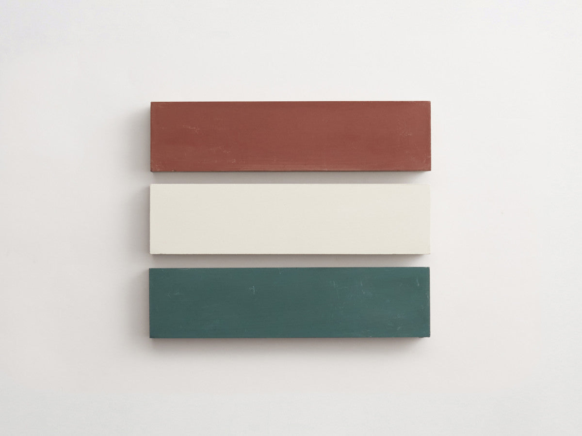 Cement Checkerboard Tile Trio 12x3 Brown, Green, White.