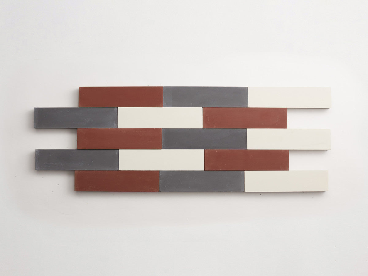 Cement Checkerboard Tile Trio 12x3 Grey, White, Brown.