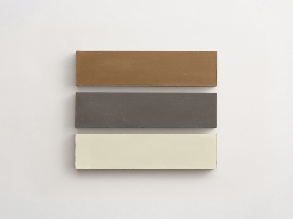 Cement Checkerboard Tile Trio 12x3 Brown, White, Grey.