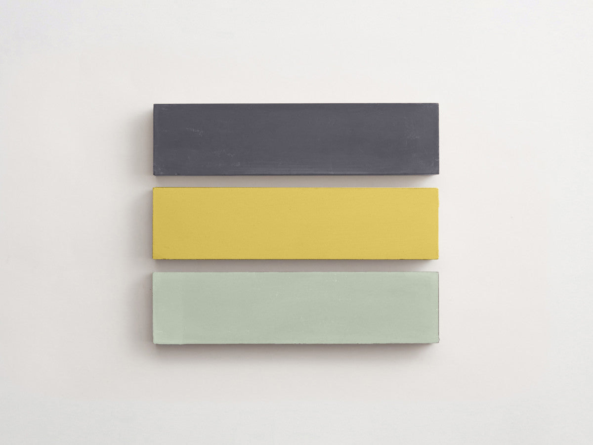 Cement Checkerboard Tile Trio 12x3 Yellow, Green, Grey.