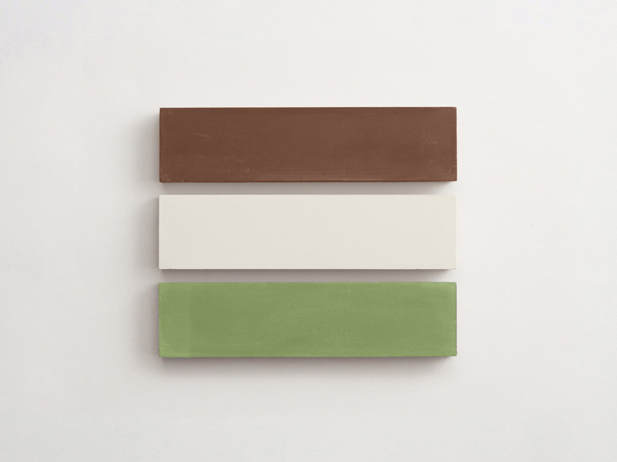 Cement Checkerboard Tile Trio 12x3 Brown, Green.