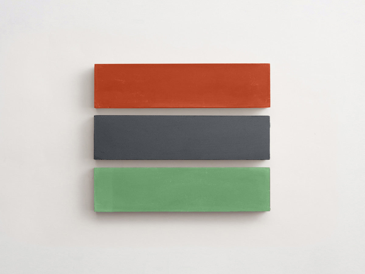 Cement Checkerboard Tile Trio 12x3 Red, Green, Blue.