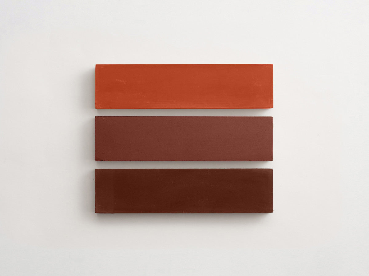 Cement Checkerboard Tile Trio 12x3 Red, Brown, Maroon.