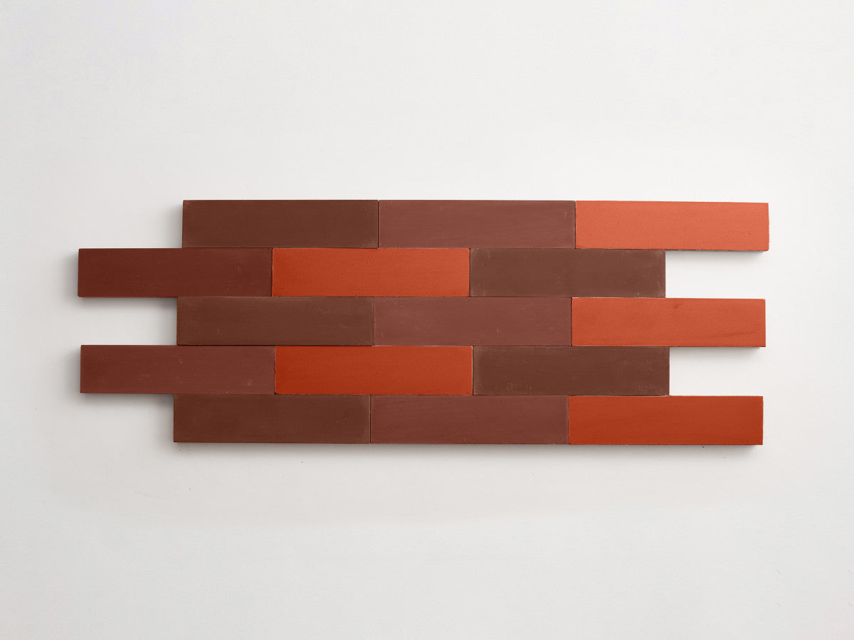 Cement Checkerboard Tile Trio 8x2 Red, Brown, Maroon.