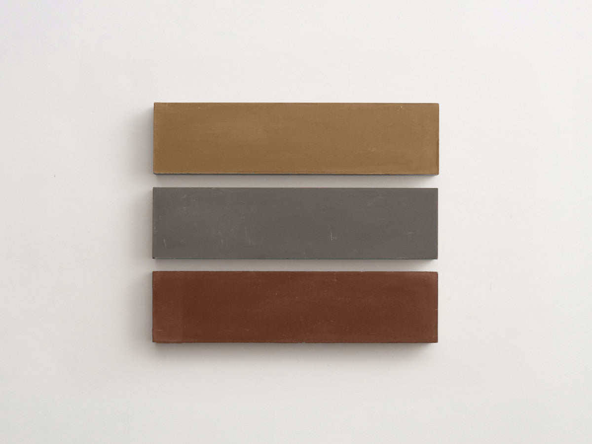 Cement Checkerboard Tile Trio 12x3 Brown, Grey, Tan.
