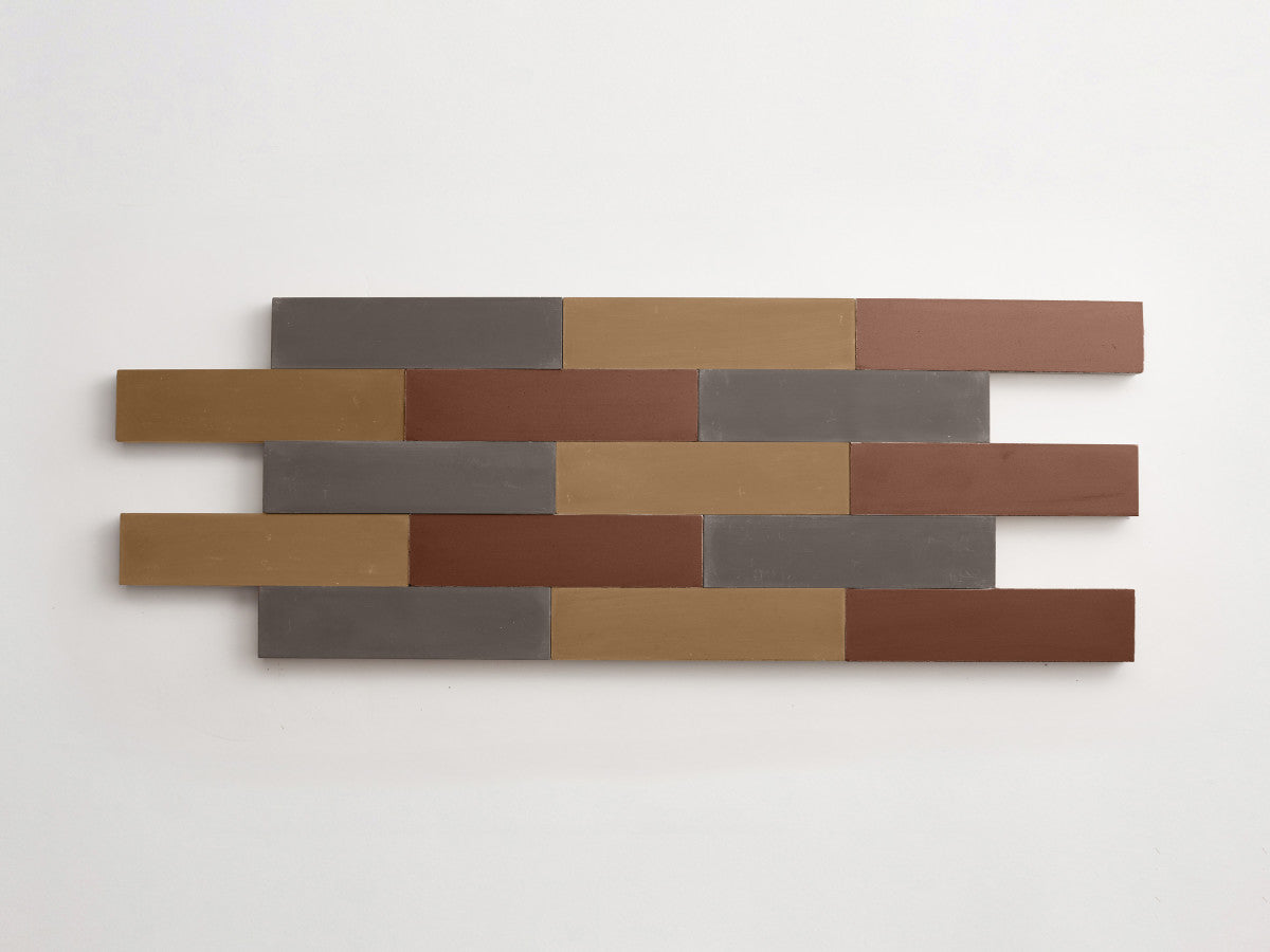 Cement Checkerboard Tile Trio 8x2 Brown, Grey, Tan.