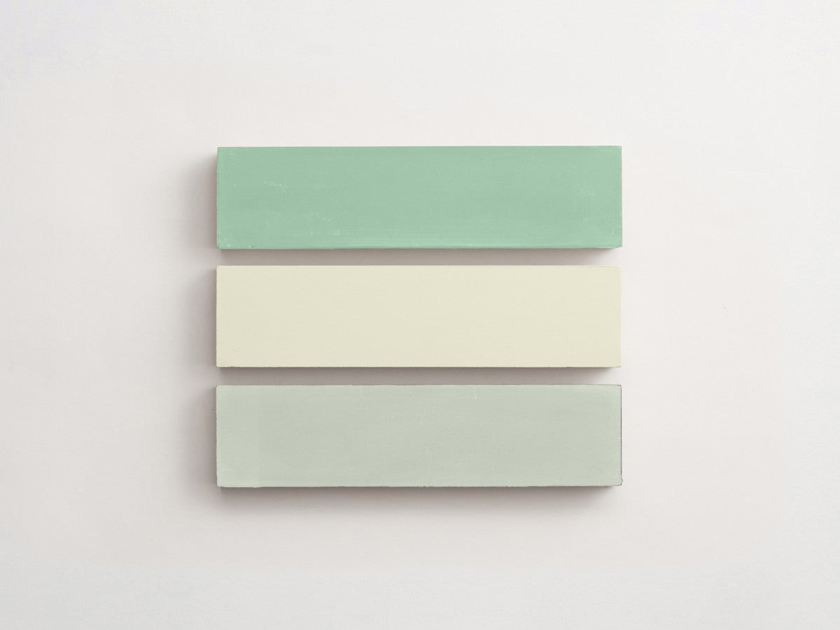 Cement Checkerboard Tile Trio 12x3 Green, Blue.