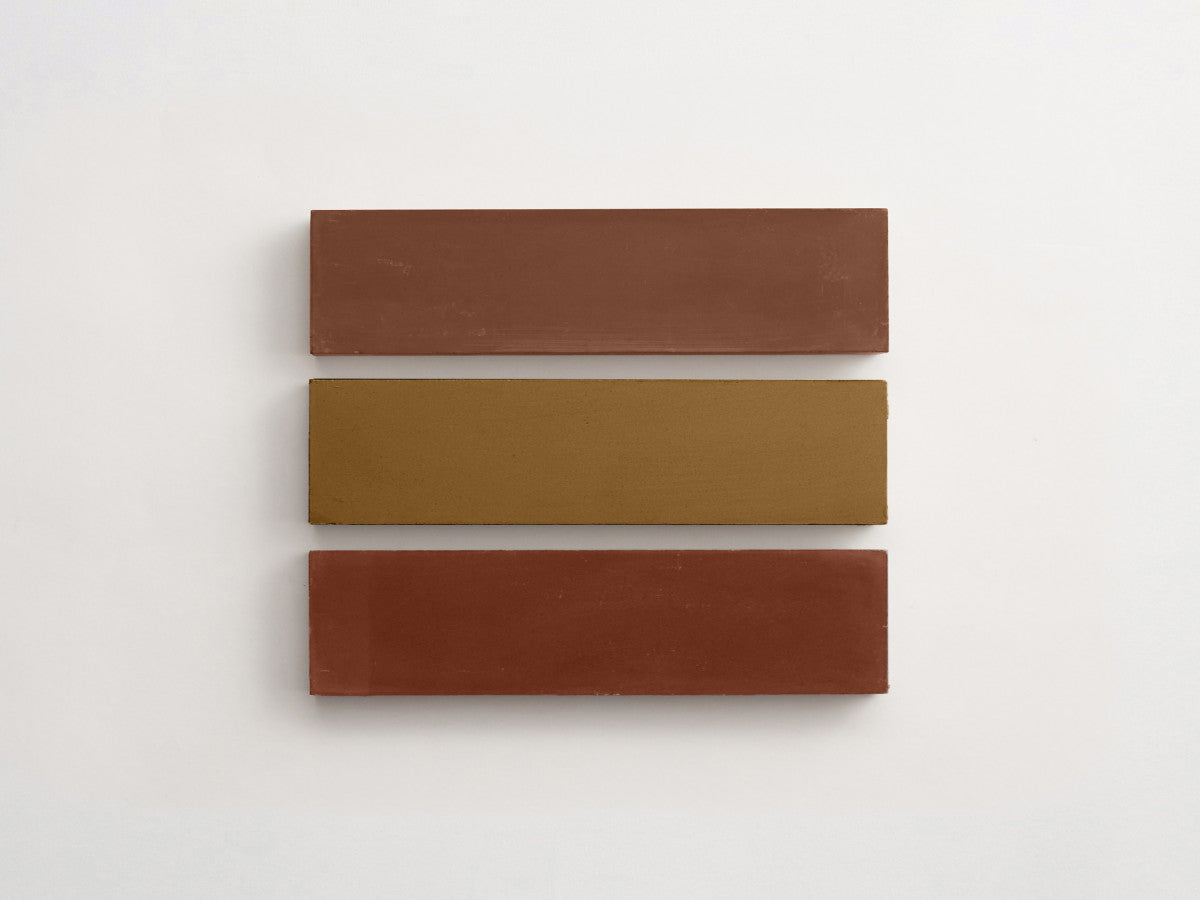 Cement Checkerboard Tile Trio 12x3 Brown, Tan, Maroon.