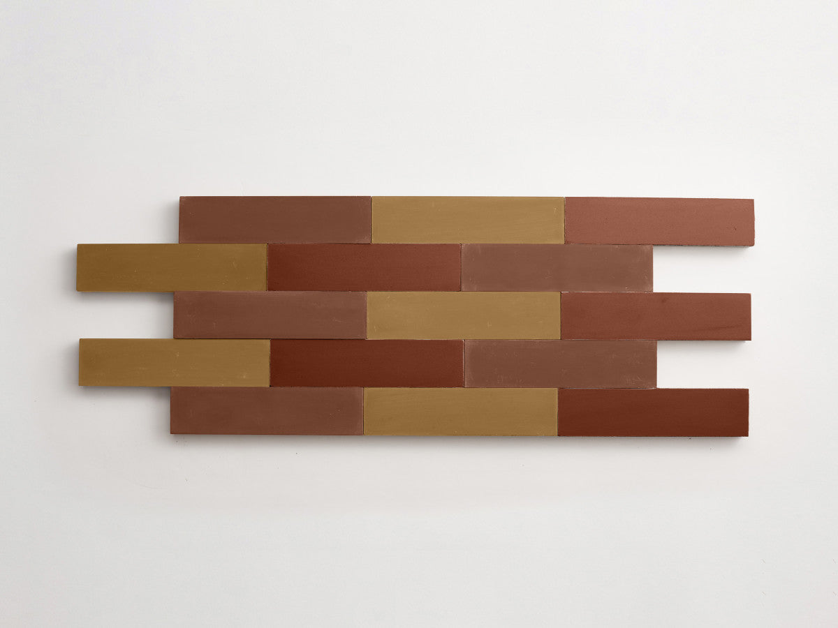 Cement Checkerboard Tile Trio 12x3 Brown, Tan, Maroon.