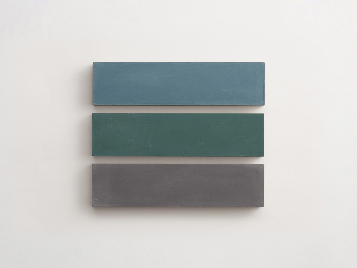 Cement Checkerboard Tile Trio 12x3 Blue, Green, Grey.