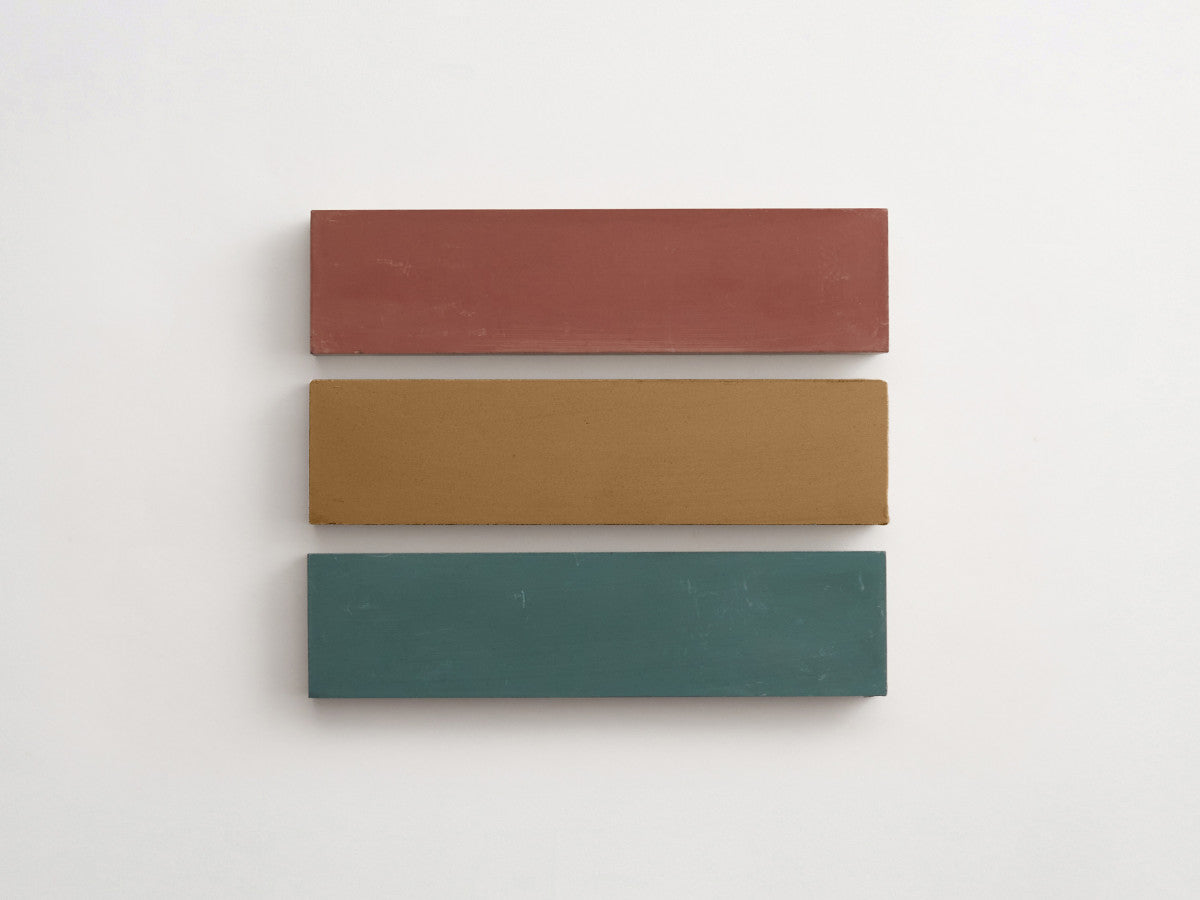 Cement Checkerboard Tile Trio 12x3 Brown, Green, Tan.
